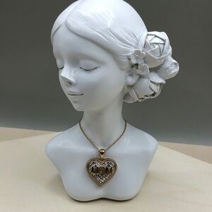 JCM Dazzling Crystal Heart Shape Love Mom Necklace Brass.